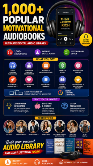 1,000+ Popular Motivational Audiobooks – Ultimate Digital Audio Library