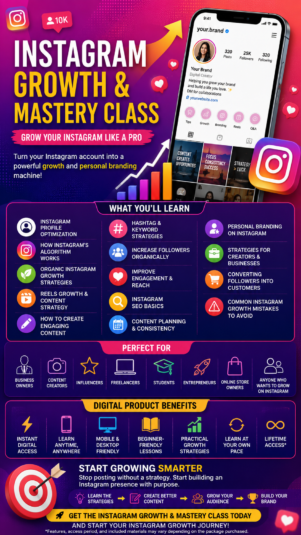 🚀 Instagram Growth & Mastery Class – Grow Your Instagram Like a Pro